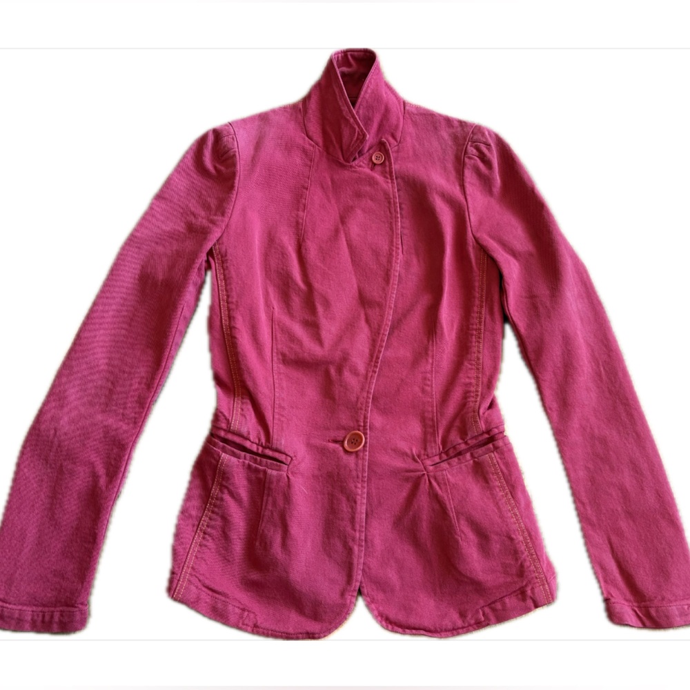 Isabel Marant Étoile Denim Blazer Size 0 Structured Jacket Raspberry - Picture 10 of 10